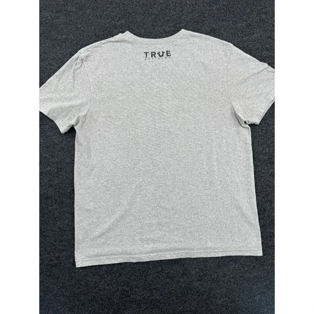 True Religion T Shirt‎ Mens Large Heather Gray Cotton Logo Crew Neck Classic